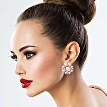 Load image into Gallery viewer, Gold Pearl Baguette Studs
