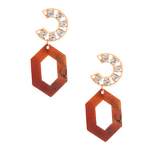 Load image into Gallery viewer, Brown Hexagon Crystal Earrings
