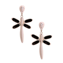 Load image into Gallery viewer, Silver Crystal Dragonfly Earrings
