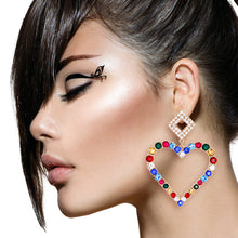 Load image into Gallery viewer, Multi Crystal Heart Drop Earrings
