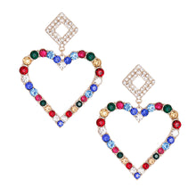 Load image into Gallery viewer, Multi Crystal Heart Drop Earrings
