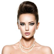 Load image into Gallery viewer, Fanned Gold and Pearl Necklace Set

