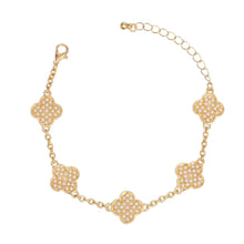 Load image into Gallery viewer, Chain Bracelet Cream Pearl Quatrefoil Clovers
