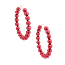 Load image into Gallery viewer, Hoops Burgundy Pearl Gold Earrings for Women
