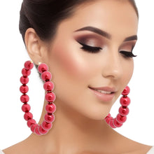 Load image into Gallery viewer, Hoops Burgundy Pearl Gold Earrings for Women
