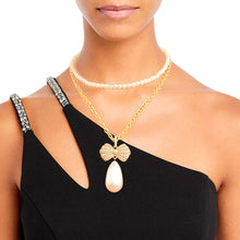 Load image into Gallery viewer, Double Layer Pearl Bow Necklace
