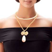 Load image into Gallery viewer, Double Layer Pearl Bow Necklace
