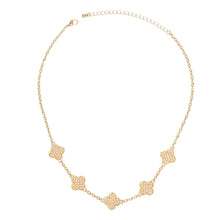 Load image into Gallery viewer, Necklace Gold Cream Pearl Quatrefoil Clovers
