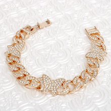 Load image into Gallery viewer, Chain Feminine Flair Iced Gold Butterfly Bracelet
