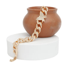 Load image into Gallery viewer, Chain Feminine Flair Iced Gold Butterfly Bracelet

