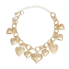 Load image into Gallery viewer, Charm Bracelet Gold Puffy Heart Chain for Women
