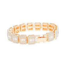 Load image into Gallery viewer, Chain Bracelet Iced Gold Square Halo Baguette
