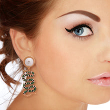 Load image into Gallery viewer, Emerald Elegance: Snake Pearl Earrings
