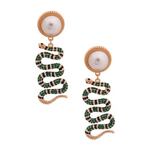 Load image into Gallery viewer, Emerald Elegance: Snake Pearl Earrings
