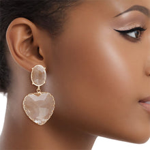 Load image into Gallery viewer, Drop Clear Glass Heart Crystal Gold Earrings Women
