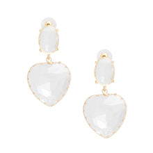 Load image into Gallery viewer, Drop Clear Glass Heart Crystal Gold Earrings Women
