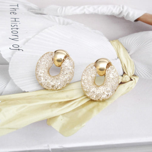 Studs Gold Mesh Rhinestone Earrings for Women