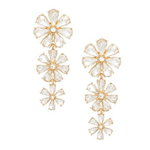Load image into Gallery viewer, Dangle Crystal Petal Flower Gold Earrings Women

