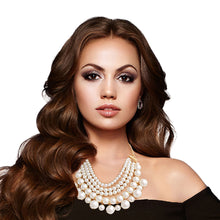 Load image into Gallery viewer, Cream Pearl 4 Layer Drop Necklace
