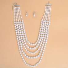 Load image into Gallery viewer, Pearl Long Layered 5 Strand White Necklace Women
