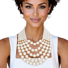 Load image into Gallery viewer, Pearl Bib Layered Cream Delicately Draped Necklace
