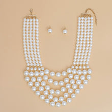 Load image into Gallery viewer, Pearl Bib Layered Cream Delicately Draped Necklace
