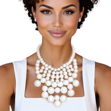 Load image into Gallery viewer, Pearl Bib White Ornate Chunky Drop Necklace Women
