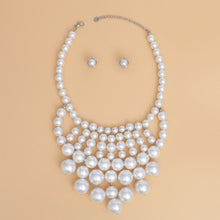 Load image into Gallery viewer, Pearl Bib White Ornate Chunky Drop Necklace Women
