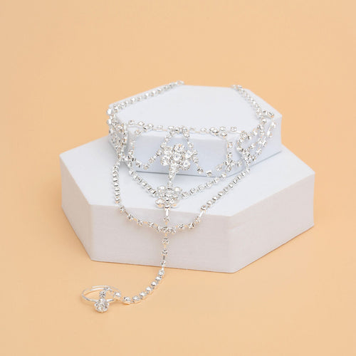 Ankle Chain Silver Rhinestone Toe Ring for Women