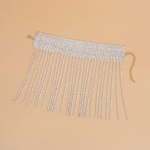 Load image into Gallery viewer, Anklet Gold Rhinestone 15 Line Long Fringe Women
