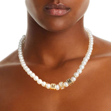 Load image into Gallery viewer, Cream Pearl Gold MOM Necklace
