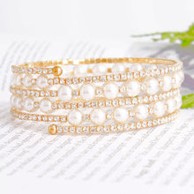 Load image into Gallery viewer, 5 Row Gold Pearl Memory Bracelet
