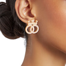 Load image into Gallery viewer, Regal Crown Studs - Gold Pearl

