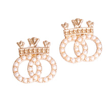 Load image into Gallery viewer, Regal Crown Studs - Gold Pearl
