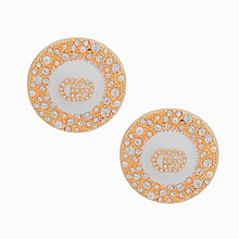 Load image into Gallery viewer, Gold and White Pearl GG Rhinestone Dome Studs
