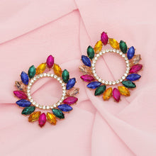 Load image into Gallery viewer, Studs Glistening Multi Crystal Wreath Earrings
